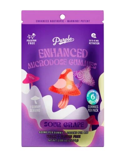 Purple Mushroom Enhanced Microdose Gummies | Sour Grape