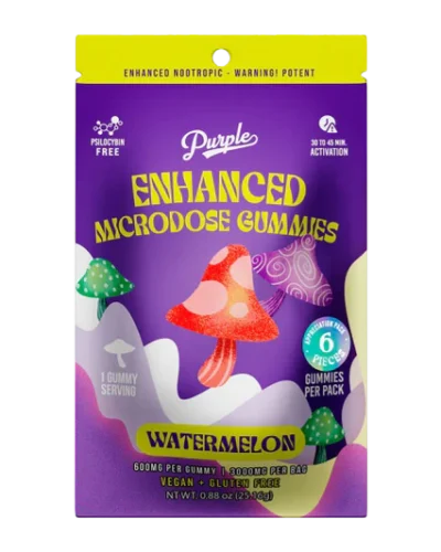 Purple Mushroom Enhanced Microdose Gummies | Watermelon