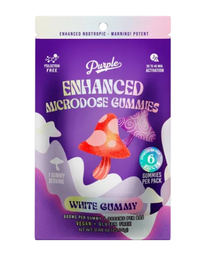 Purple Mushroom Enhanced Microdose Gummies | White Gummy