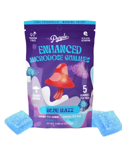 Purple Mushroom Enhanced Microdose Gummies | Blue Razz