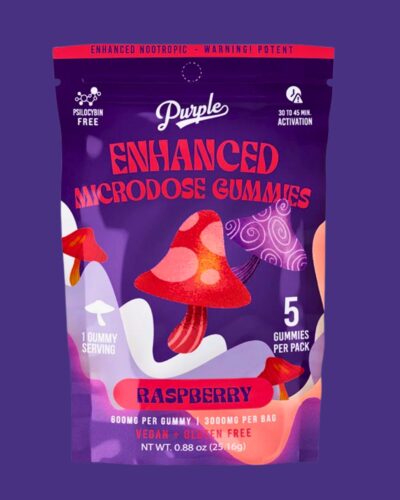 Purple Mushroom Enhanced Microdose Gummies | Raspberry