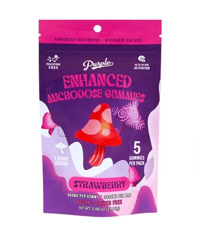 Purple Mushroom Enhanced Microdose Gummies | Strawberry
